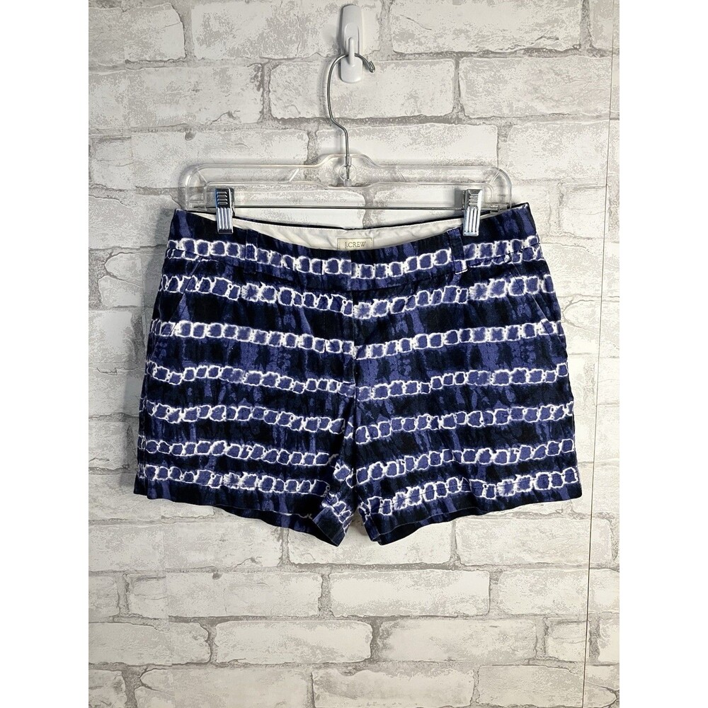J. Crew Linen Blend Shorts Women’s Size 6 Indigo Tie-Dye Blue EUC short shorts